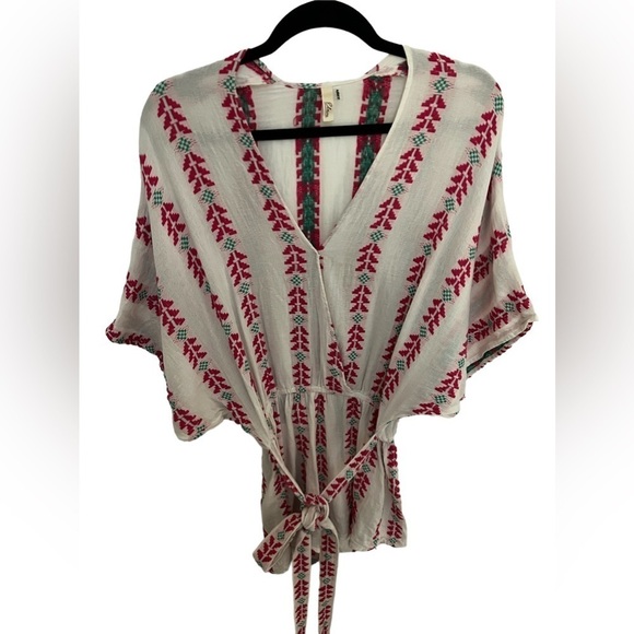Elan Kimono Tribal Wrap V Neck Romper S - Picture 1 of 6